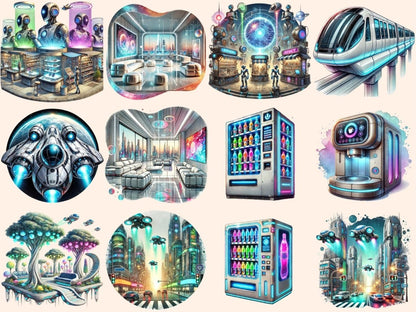 Futuristic World Clipart Cyber City Art - Wonders Artist