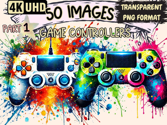 Game Controllers Clipart - High - Quality Instant Digital Download for Creative Projects