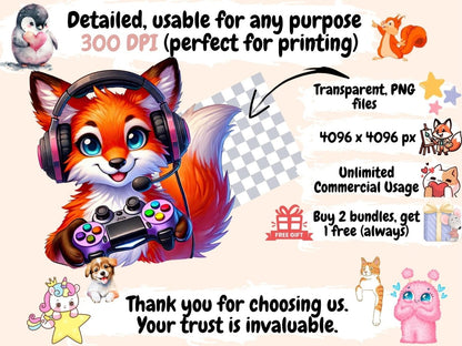 Gamer Animals (P2) Clipart Animal Console PNG - Wonders Artist