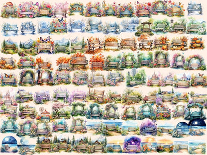 Garden Benches Watercolor Clipart bench clipart - Wonders Artist