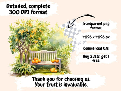 Garden Benches Watercolor Clipart bench clipart - Wonders Artist