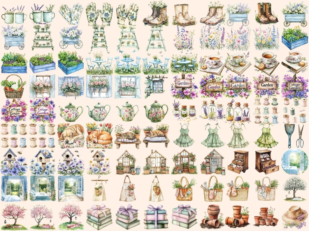 Garden Breeze Watercolor Clipart floral clipart floral png flower clipart - WondersArtist