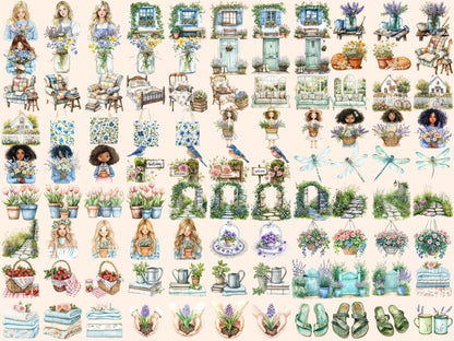 Garden Breeze Watercolor Clipart floral clipart floral png flower clipart - WondersArtist