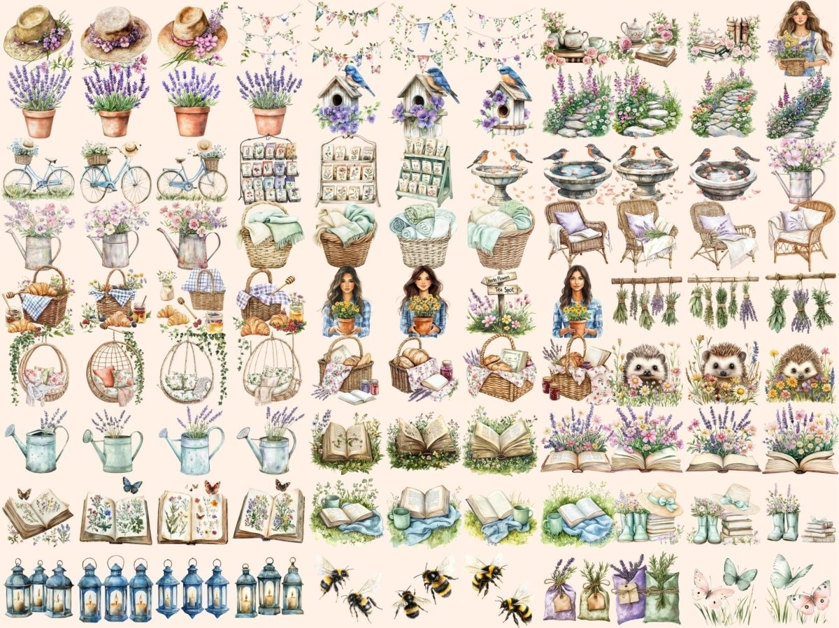 Garden Breeze Watercolor Clipart floral clipart floral png flower clipart - WondersArtist