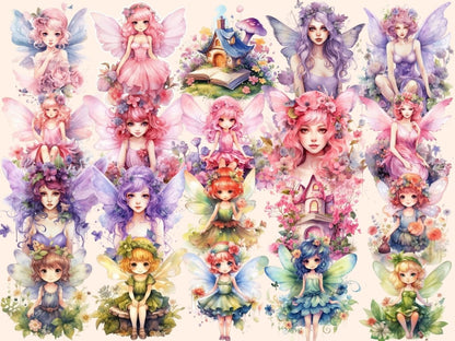 Garden Fairies Watercolor Clipart fairy clipart - Wonders Artist