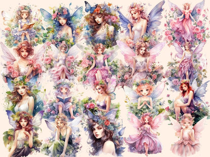 Garden Fairies Watercolor Clipart fairy clipart - Wonders Artist