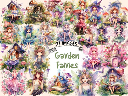 Garden Fairies Watercolor Clipart fairy clipart - Wonders Artist