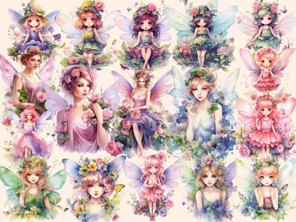 Garden Fairies Watercolor Clipart fairy clipart - Wonders Artist