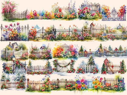 Garden Fences Watercolor Clipart fence clip art - Wonders Artist