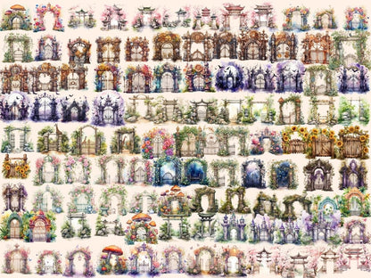 Garden Gates Watercolor Clipart fence clipart - Wonders Artist