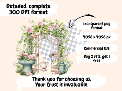 Garden Gates Watercolor Clipart fence clipart - Wonders Artist