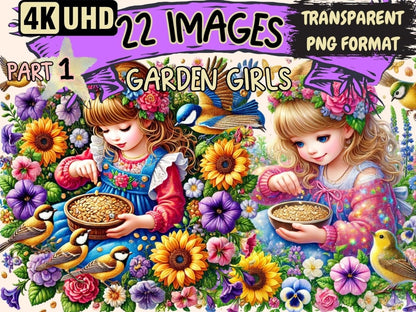 Garden Girls Clipart Floral Girl Clipart - Wonders Artist