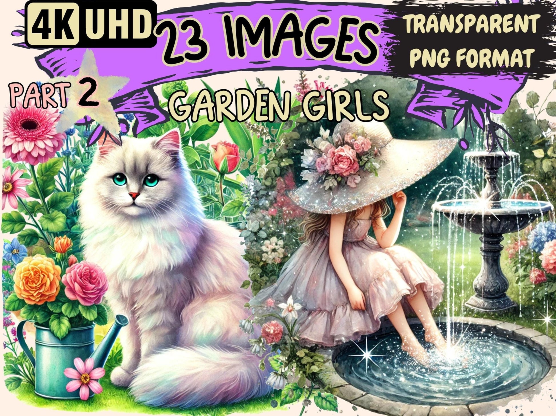 Garden Girls (P2) Clipart - High - Quality Instant Digital Download for Creative Projects