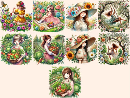 Garden Girls (P3) Clipart Floral Girl Clipart - Wonders Artist
