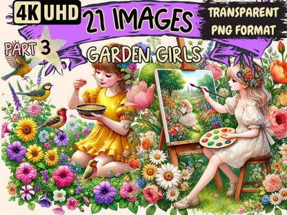 Garden Girls (P3) Clipart Floral Girl Clipart - Wonders Artist