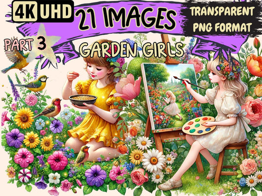 Garden Girls (P3) Clipart - High - Quality Instant Digital Download for Creative Projects