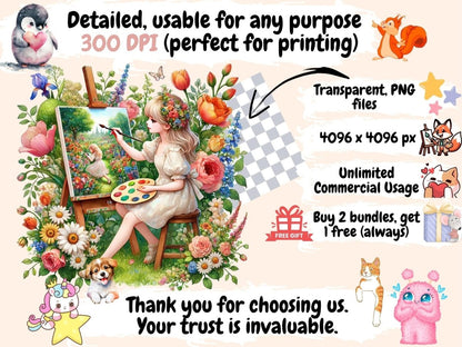 Garden Girls (P3) Clipart Floral Girl Clipart - Wonders Artist