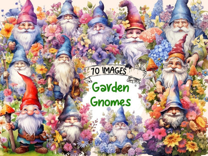 Garden Gnomes Watercolor Clipart fairytale clipart - Wonders Artist