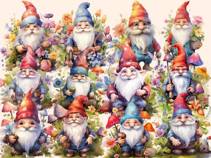 Garden Gnomes Watercolor Clipart fairytale clipart - Wonders Artist
