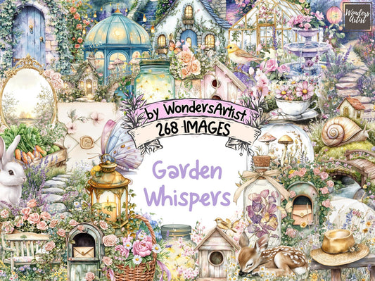 Garden Whispers Watercolor Clipart - High - Quality Instant Digital Download for Creative Projects