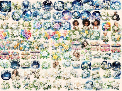 Gardenia Flowers Watercolor Clipart floral prints - Wonders Artist