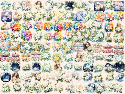 Gardenia Flowers Watercolor Clipart floral prints - Wonders Artist