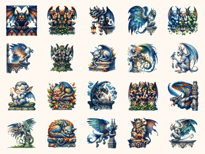 Gargoyles Clipart All Bundles Clipart Line Art - WondersArtist