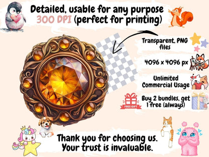 Gem Buttons Watercolor Clipart Decorative Buttons - Wonders Artist