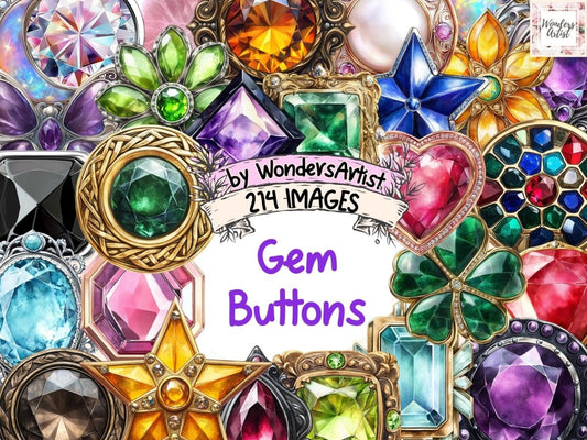 Gem Buttons Watercolor Clipart Decorative Buttons - Wonders Artist