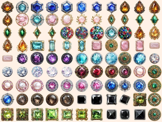 Gem Buttons Watercolor Clipart