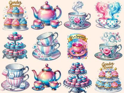 Gender Reveal Tea Clipart Baby Reveal PNG - Wonders Artist