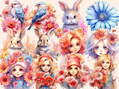 Gerberas Watercolor Clipart floral clipart - Wonders Artist