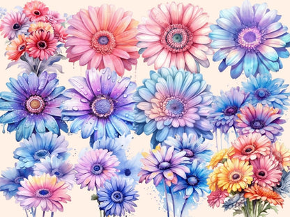 Gerberas Watercolor Clipart floral clipart - Wonders Artist