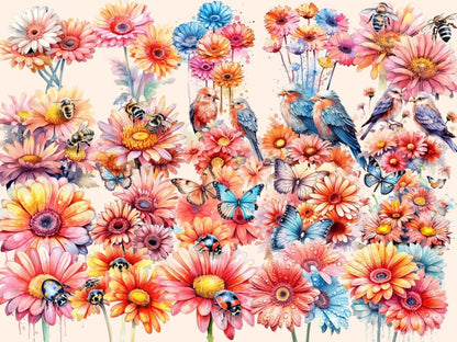 Gerberas Watercolor Clipart floral clipart - Wonders Artist