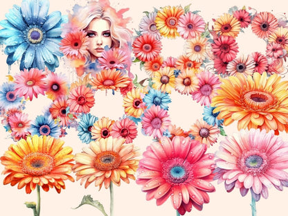 Gerberas Watercolor Clipart floral clipart - Wonders Artist