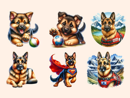 German Shepherd Clipart Cute dog art - Wonders Artist