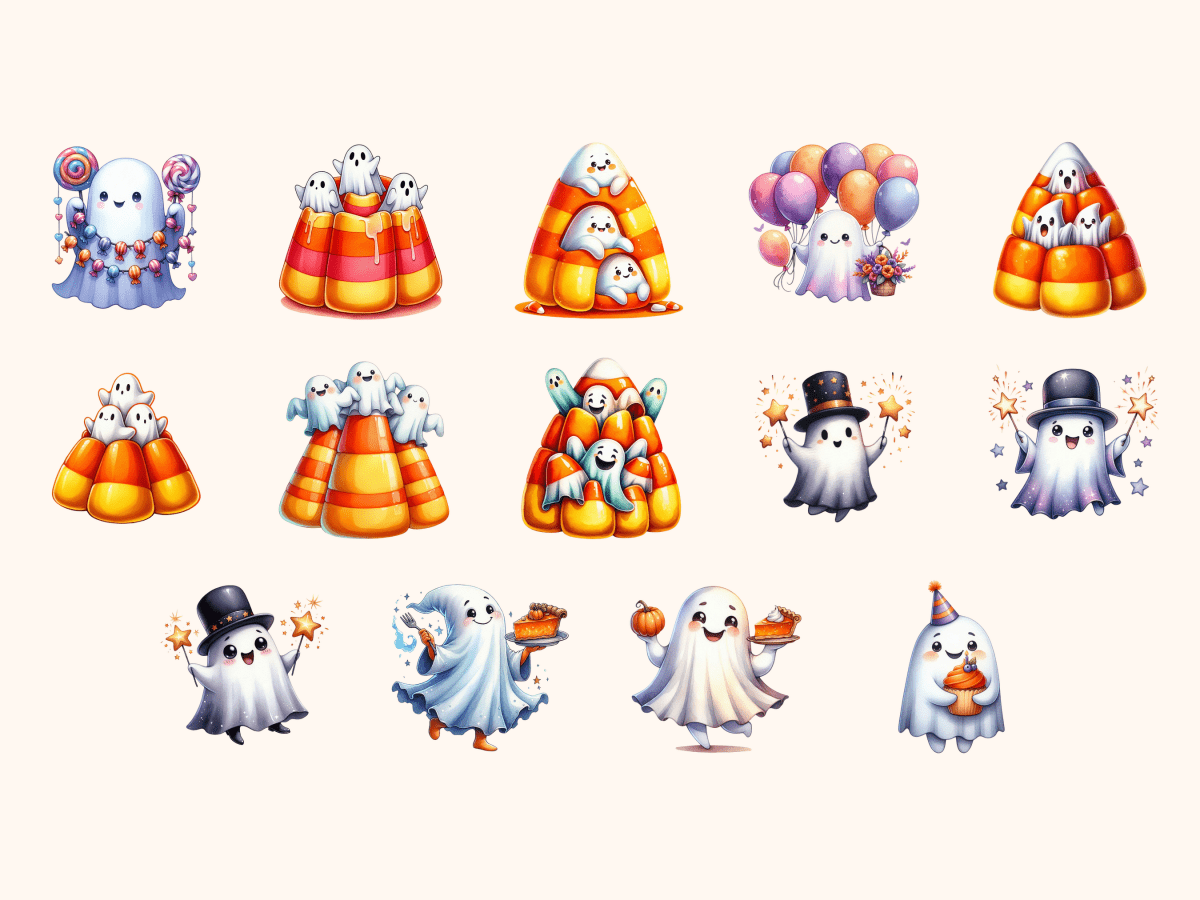 Ghost Party Clipart All Bundles Clipart Line Art - WondersArtist