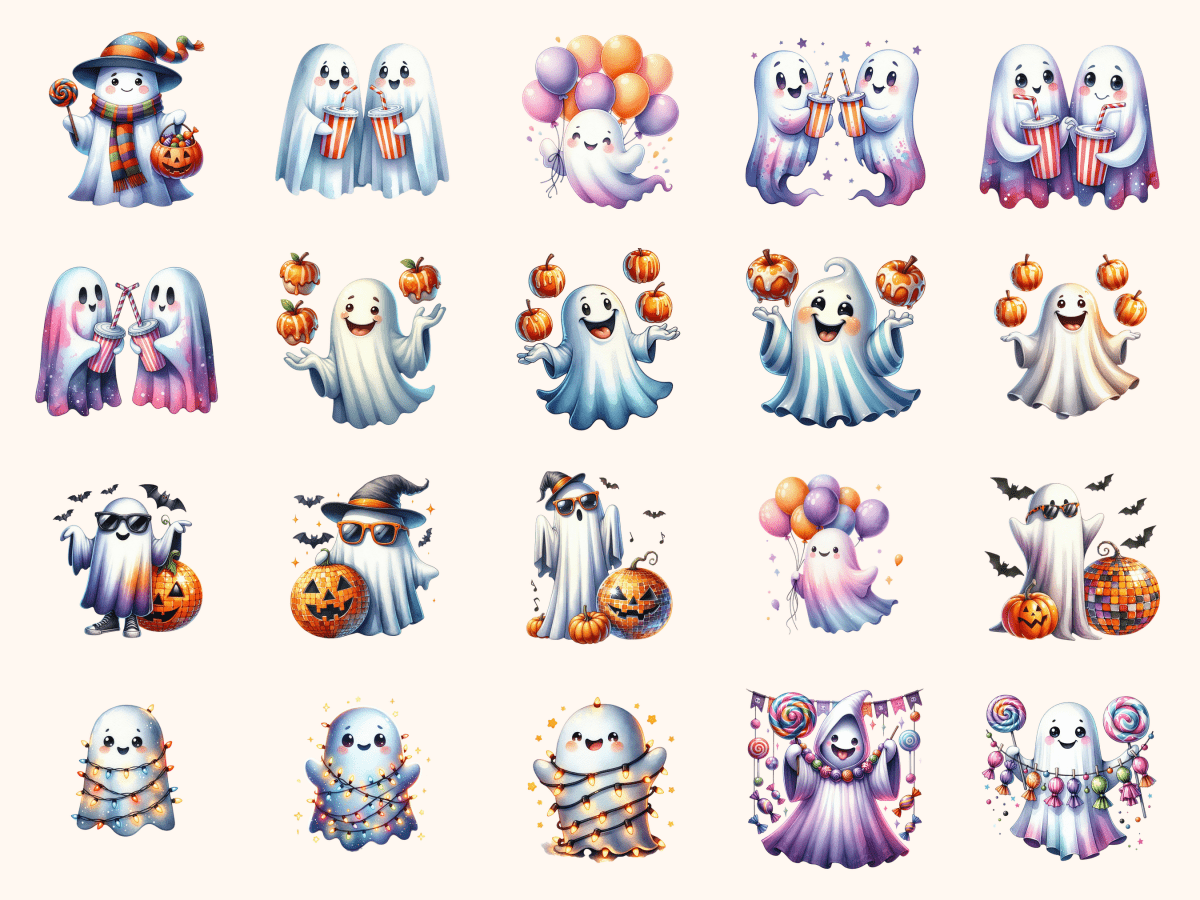 Ghost Party Clipart All Bundles Clipart Line Art - WondersArtist