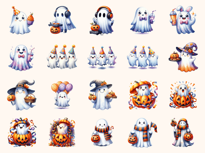 Ghost Party Clipart All Bundles Clipart Line Art - WondersArtist