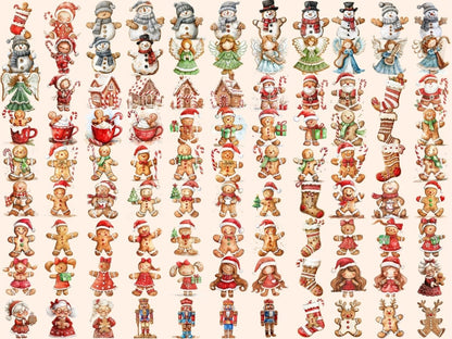 Gingerbread Christmas Watercolor Clipart Christmas Baking - Wonders Artist