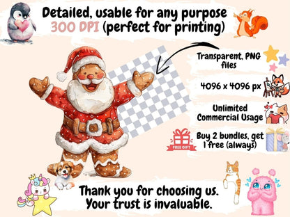 Gingerbread Christmas Watercolor Clipart Christmas Baking - Wonders Artist