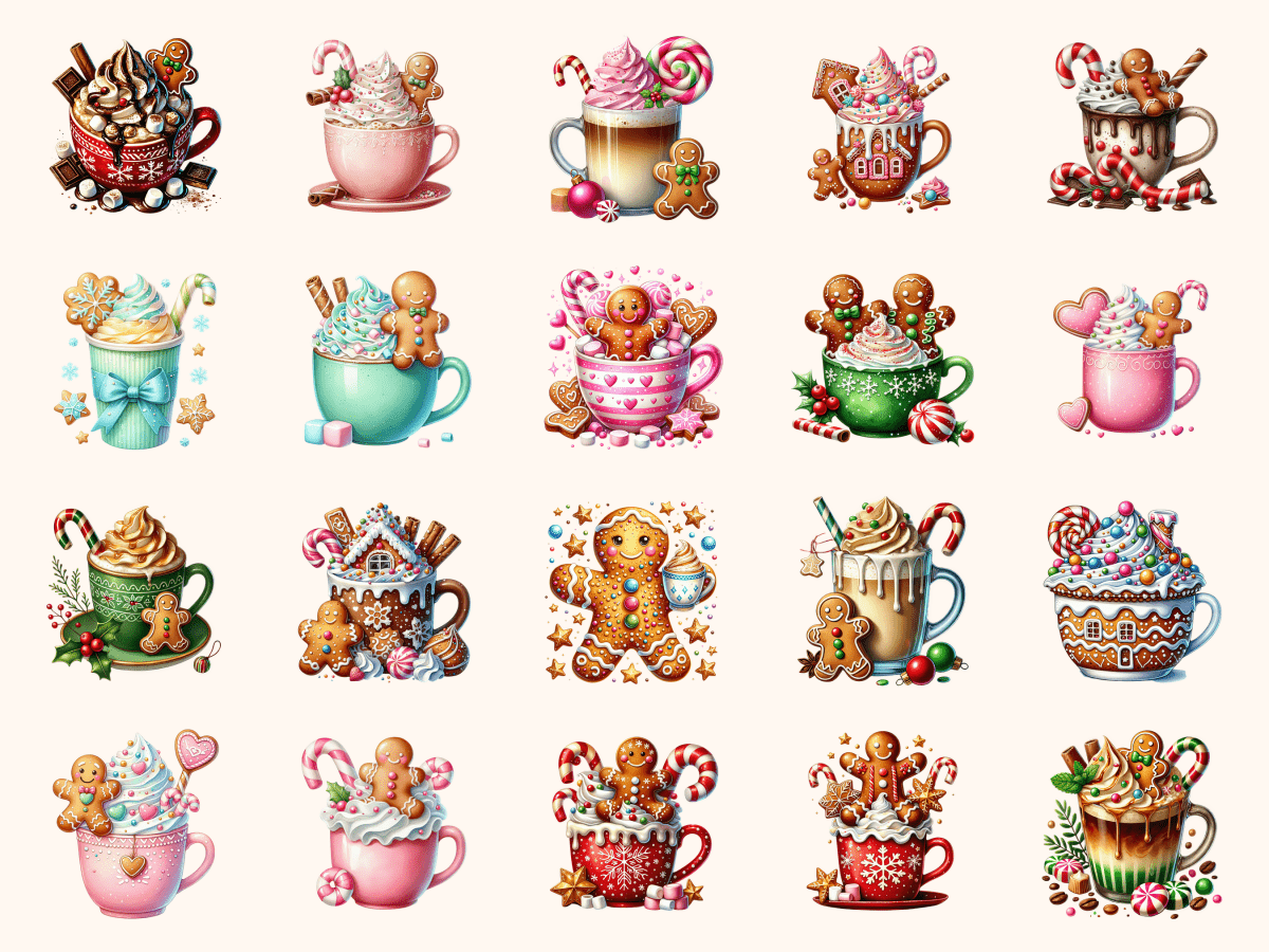 Gingerbread Coffee Clipart All Bundles Clipart Line Art - WondersArtist