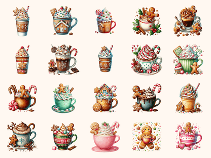 Gingerbread Coffee P2 Clipart All Bundles Clipart Line Art - WondersArtist