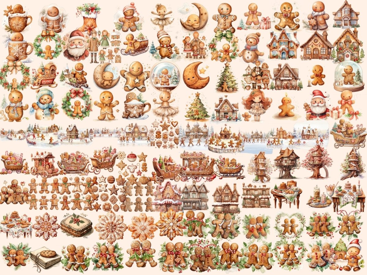 Gingerbread Cookies Watercolor Clipart christmas clipart - Wonders Artist