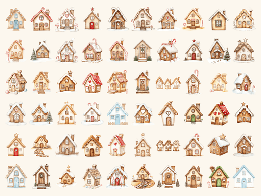 Gingerbread Cottage Watercolor Clipart