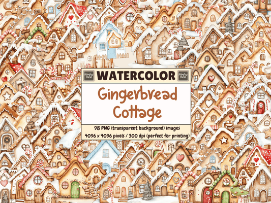 Gingerbread Cottage Watercolor Clipart All Bundles Clipart Line Art - WondersArtist