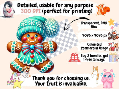 Gingerbread Man (P2) Clipart chrimstas cookie png - Wonders Artist
