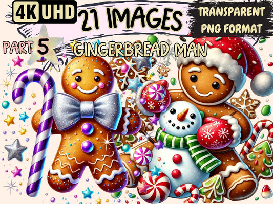 Gingerbread Man (P5) Clipart - High - Quality Instant Digital Download for Creative Projects