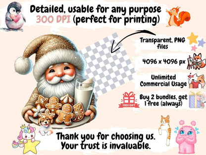 Gingerbread & Milk Gnomes Clipart christmas gnome png - Wonders Artist
