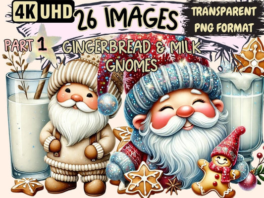 Gingerbread & Milk Gnomes Clipart christmas gnome png - Wonders Artist